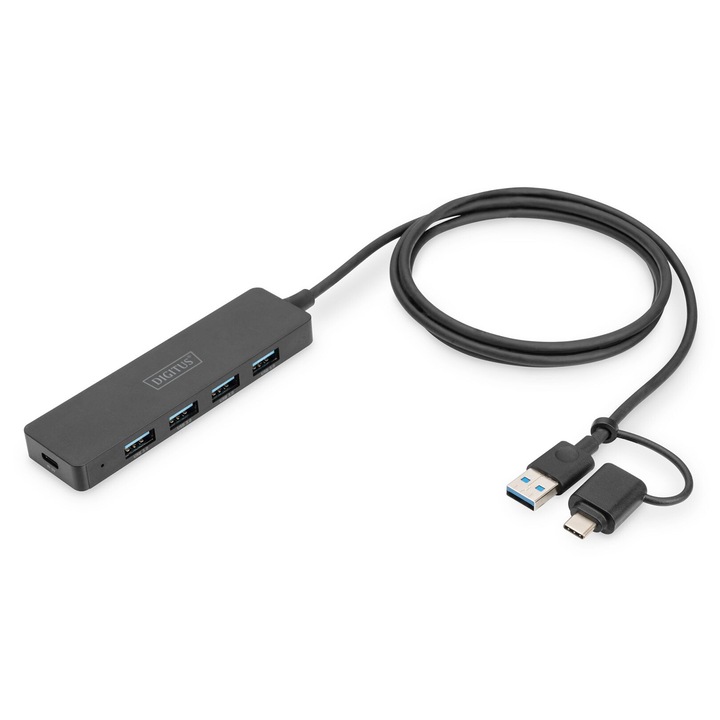 Digitus DA-70236 4-портов USB 3.0 черен, 228526, USB хъб
