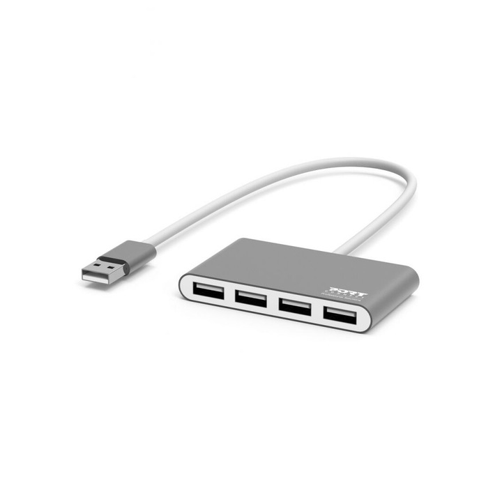 Port Designs HUB 4 Ports USB 3.0 Grey, 209301, USB Hub