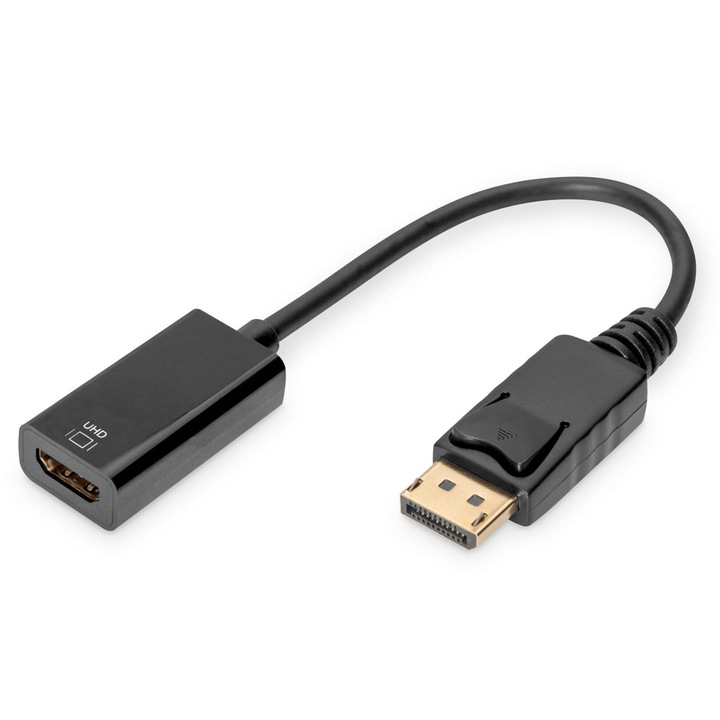 Адаптер/конвертор Digitus Active DisplayPort, DP към HDMI 0,2м, 216714, Черен