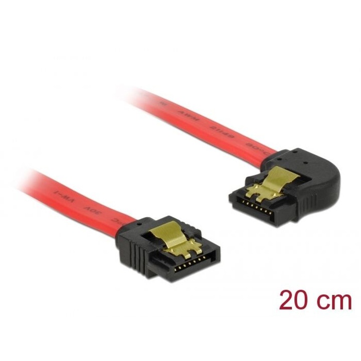 DeLock SATA 6 Gb/s Cable straight to left angled 20cm Red, 145787, Kábel