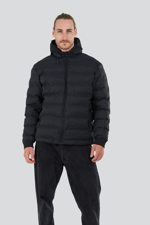 Fundango, Patriot steppelt és bélelt télikabát kapucnival, Fekete