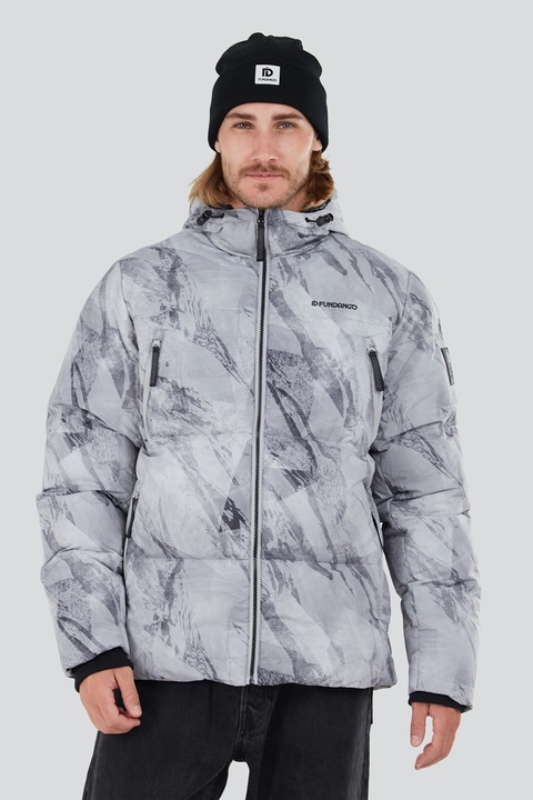 Fundango, Капитонирано зимно яке Ewan с качулка, Пепеляво сиво/Мръснобял
