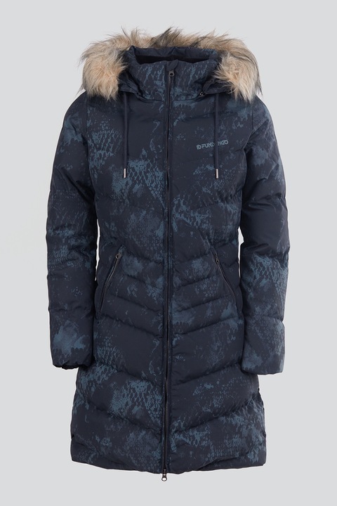 Fundango, Geaca matlasata cu vatelina si garnitura de blana sintetica Puppis, Bleumarin