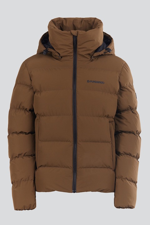 Fundango, Amber bélelt télikabát levehető kapucnival, Fahéjbarna