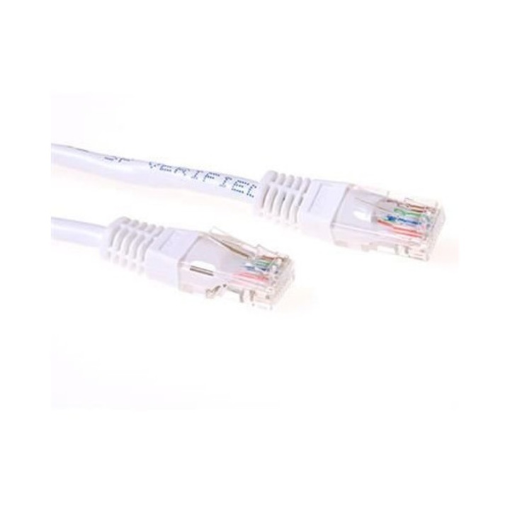 ACT CAT6 U-UTP Patch Cable 0,5m White, 249388, Hálózati kábelek