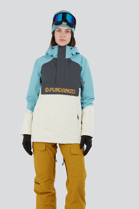 Fundango, Geaca cu gluga, pentru schi Birch, Alb/Albastru deschis/Gri inchis