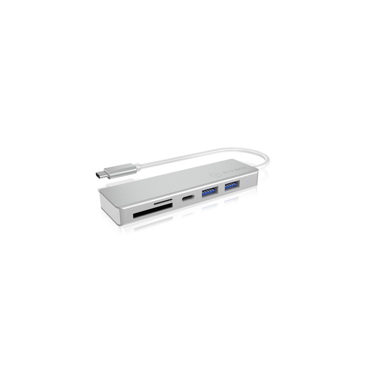 Raidsonic IcyBox IB-HUB1413-CR USB 3.0 Type-C USB hub with 3 USB ports and multi-cardreader Grey, 160536, Kártyaolvasó