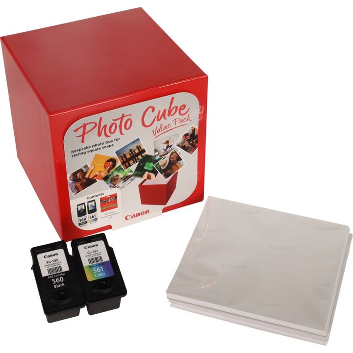 Canon PG-560 + CL-561 Multipack tintapatron + PP-201 5 x 5" Photo Paper Plus Glossy II (40db), 237492, Patron