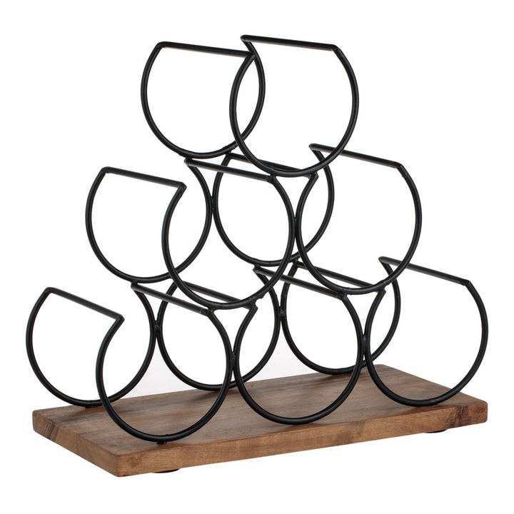 Antbro® fém bortartó állvány 6 rekesszel és fa alappal, 30 x 16.5 x 29 cm