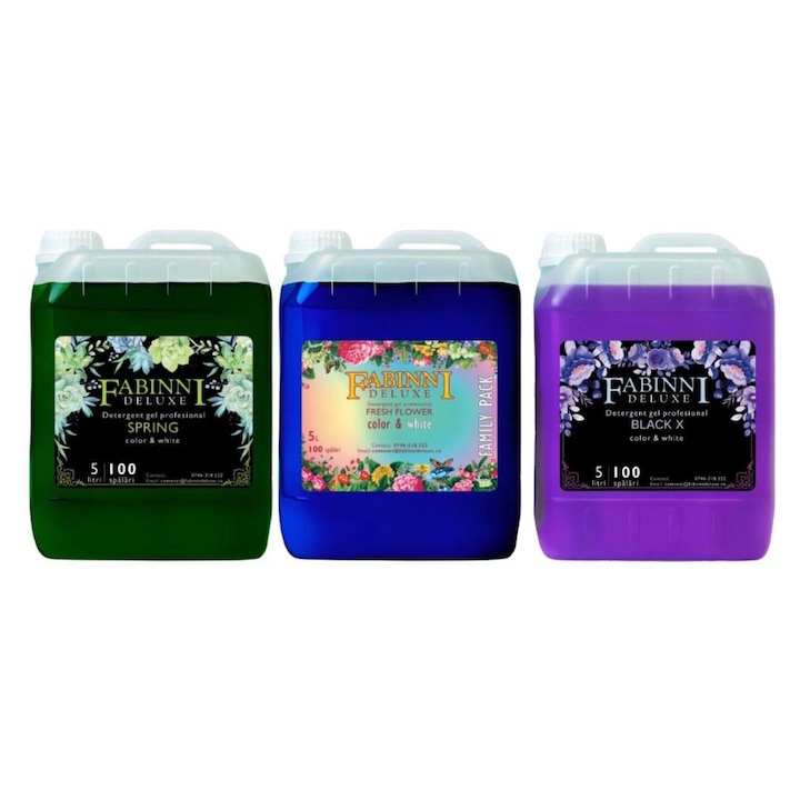 Pachet 3x5 L Detergent Gel Universal Fabinni Deluxe Spring/Fresh/Magic Power