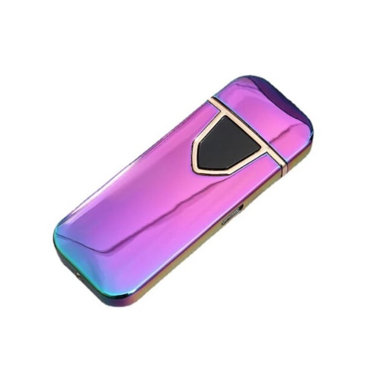 Bricheta Electronica cu Incarcare USB, Reincarcabila, Antivant, Buton cu Lumina, Cu Senzor De Amprenta, 7 Cm, Fade, Dalimag