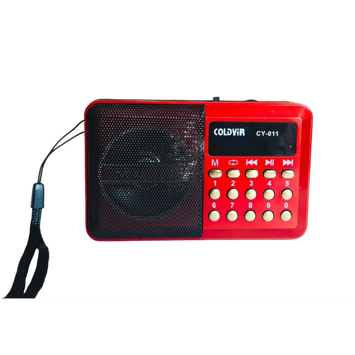 FM rádió, MP3, USB & TF, HiFi, micro SD, mini hordozható hangszóró, piros