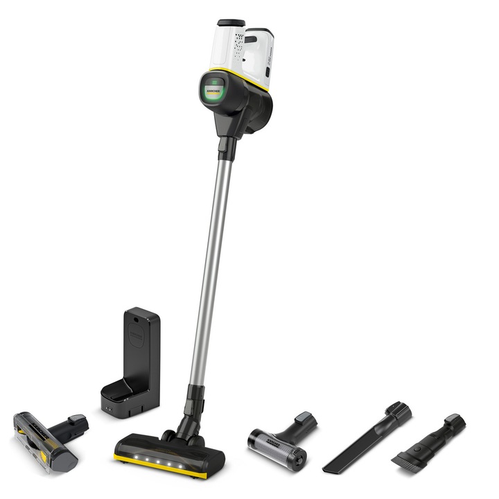 Прахосмукачка за сухо почистване Karcher VC 6 Cordless ourFamily Pet, 1.198-673.0, 250 W, 2 степени, 25.5 V, 2.5 Ah, 800 мл, Мини турбо четка, Бяла