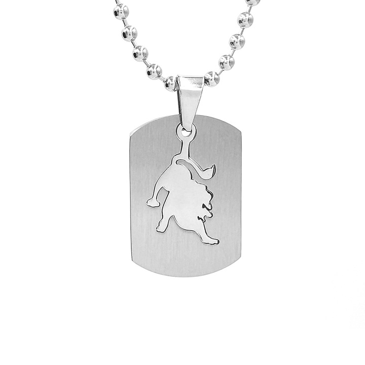 Lant inox tip US ARMY cu pandantiv placuta Dog Tag zodia Leu, PS Personal Style, grosime lant 3 mm, lungime 60 cm