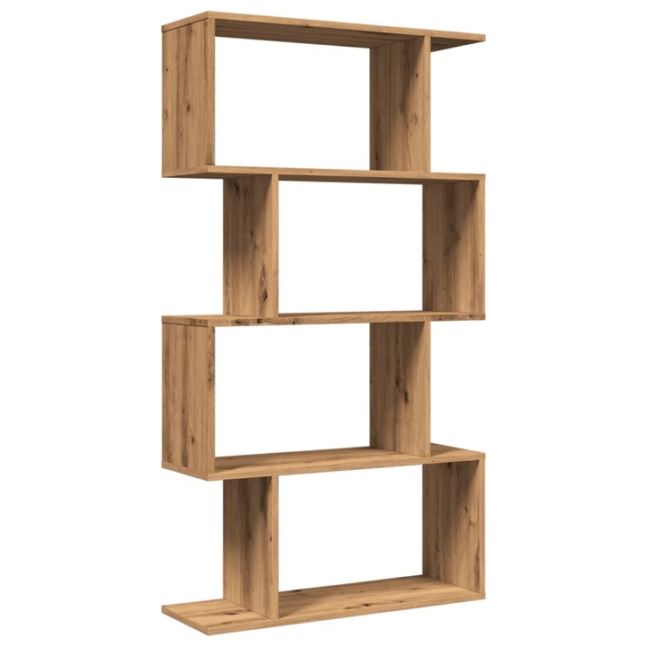 VidaXL 4 szintes kézműves tölgy fa elválasztó könyvespolc 70x24x129 cm 14.91 kg