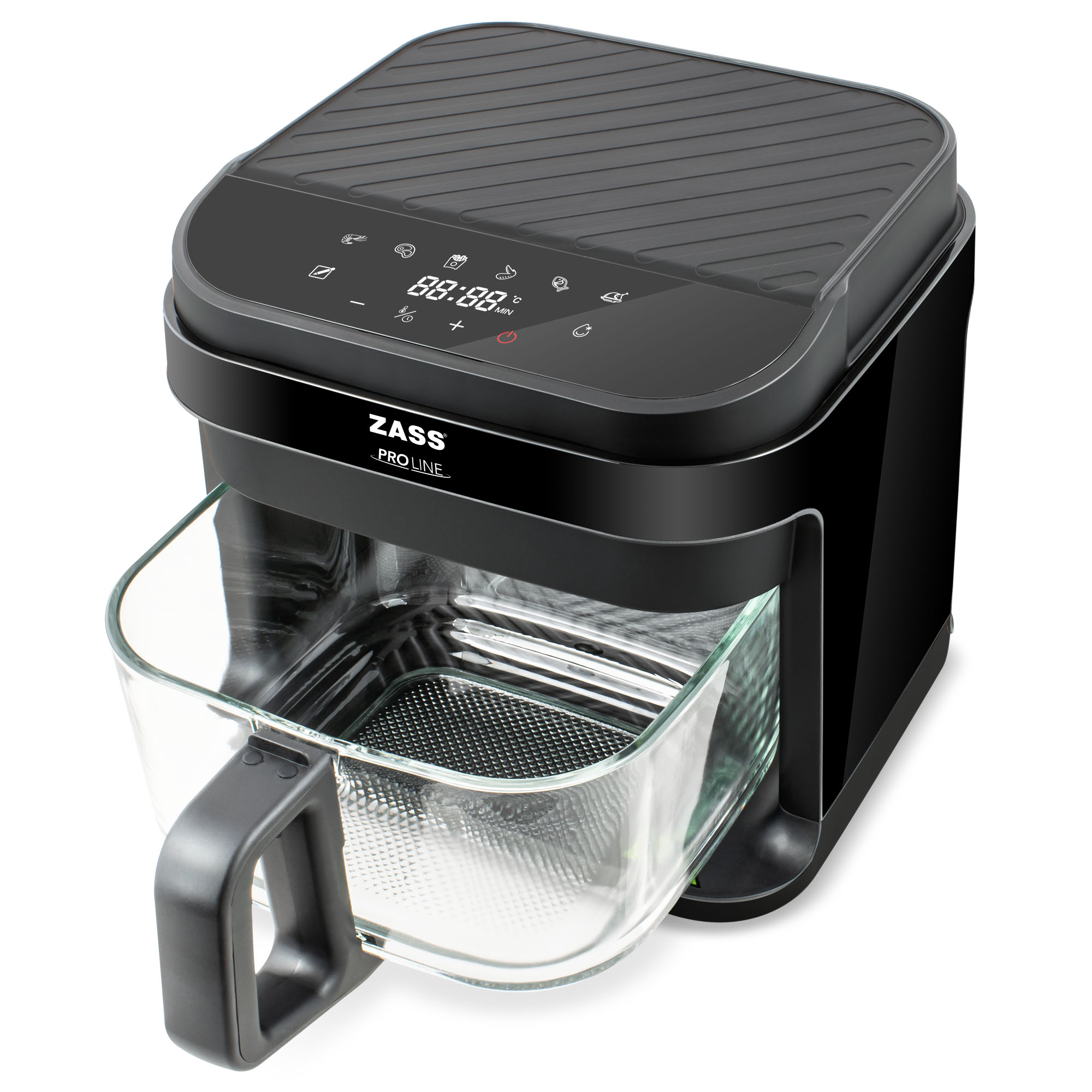 Friteuza cu aer cald ZASS ZAF 11, putere 1200 W, capacitate 5.5 l, cos de sticla securizata, negru