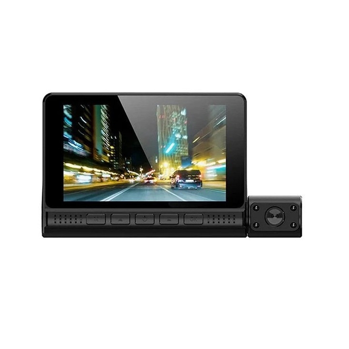 Тройна автоматична DVR камера, Welora, Cъс сензорен екран, Full HD 1080x1920 видео, Cензор за движение, Черна