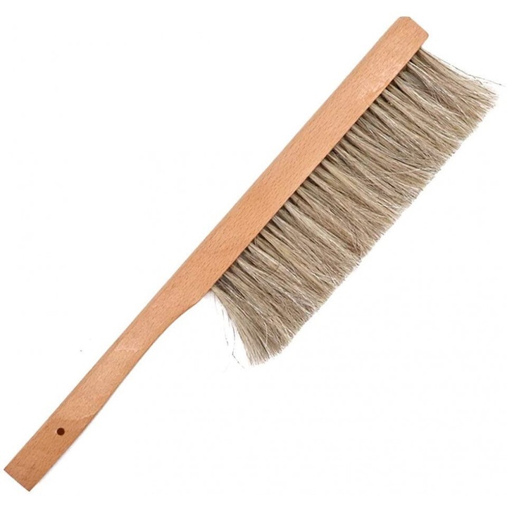 Perie apicola cu 2 randuri de par natural cu par inchis la culoare