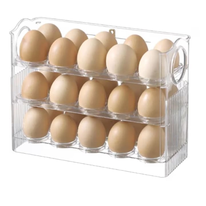 Suport organizator oua pentru frigider, coshop®, transparent, capacitate 30 oua, 26 x 10 x 20 cm