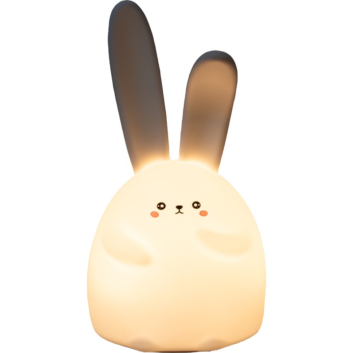 Veioza LED de noapte pentru copii, Ledhoof, Iepure, 1.8W, lampa tactila, lumina colorata, fara fir, alba