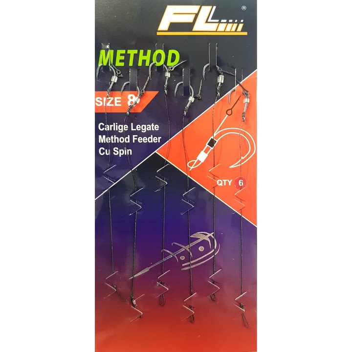 Kötött horgok, FL, Method Micro szakállas, 7 mm-es tüskével, 10-es méret