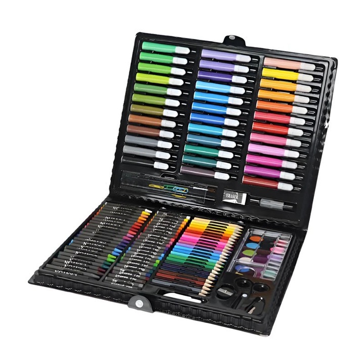 Комплект за рисуване, комплект от 150 части, куфар с отделения, 6 години+