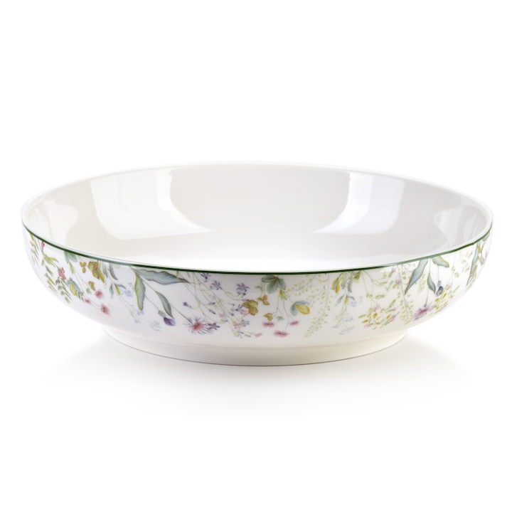 Bol Din Portelan, Affekdesign By Mondex, Colectia Faccia Verde, Cu Model Floral Inspirat Din Natura, Elegant Si Rezistent, Ideal Pentru Salate, Fructe Si Feluri De Mancare, Potrivit Pentru Orice Vesela, Decorativ