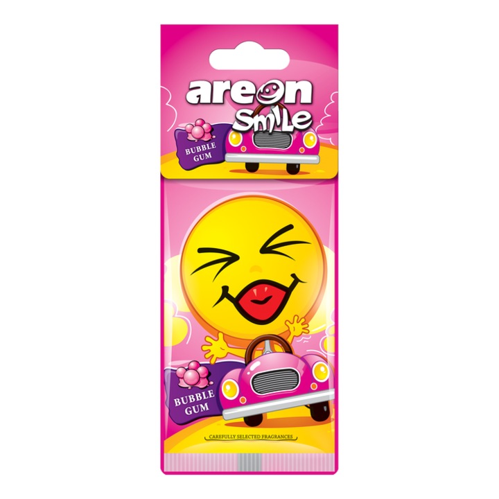 Ароматизатор за кола, карта, Areon Dry Smile, Bubble Gum, 19 x 7,5 x 0,5 cm