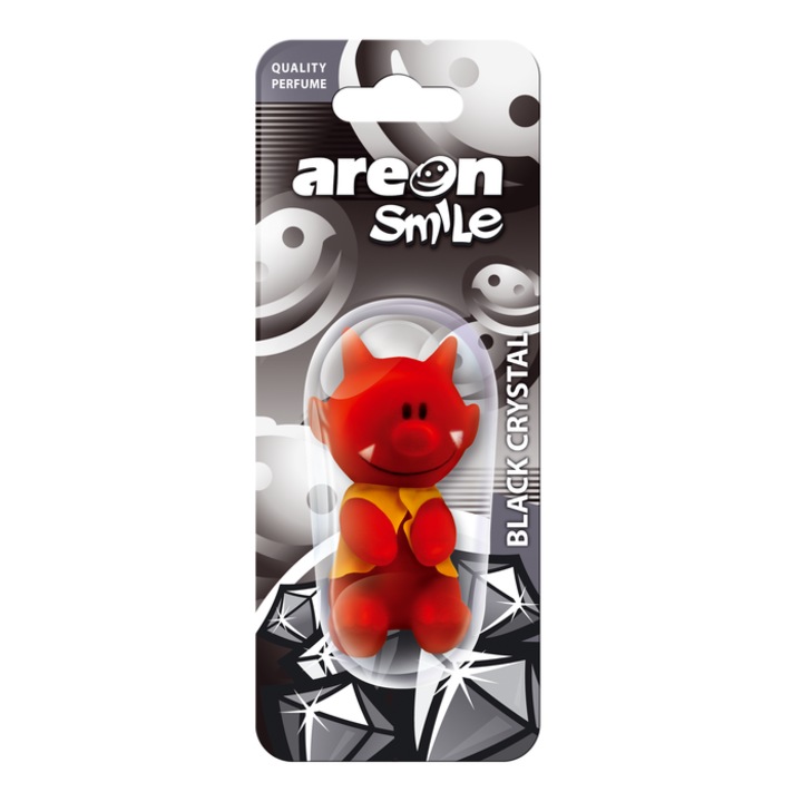 Odorizant auto, figurina, Areon Smile, Black Crystal, 19 x 7.5 x 0.5 cm