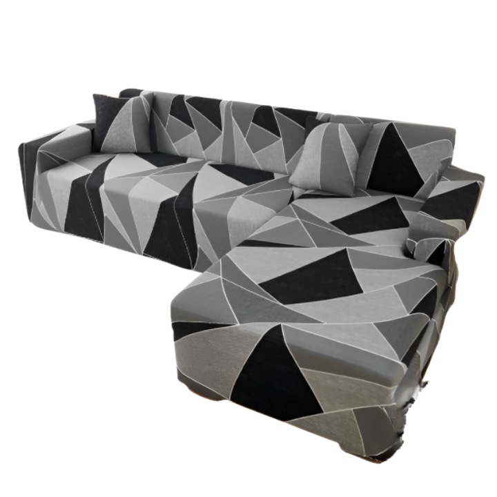 Husa elastica pentru coltar, Jojo Home, Imprimeu Abstract Non Culori, M L