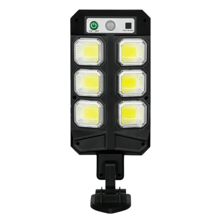 Lampa solara LED, AT PERFORMANCE, 5V, 3 moduri iluminare, Senzor miscare, Telecomanda, Negru
