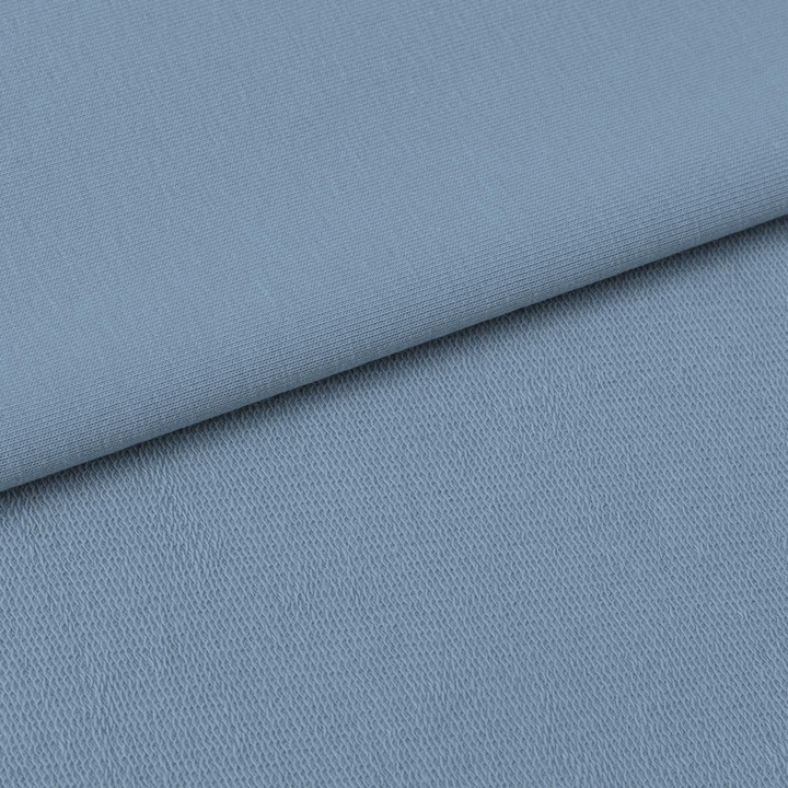 Material textil, Tricot french terry, Tricot trening uni culoare Albastru otel, bumbac 95%, elastan 5%
