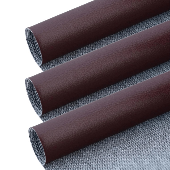 Set 3 Bucati de Folie din Piele Ecologica, Autoadeziva, pentru Reparatie Canapea, Fotolii, Scaune, Interior Autoturism, 50 x 138 cm, Maro Caramiziu- MaffStuff