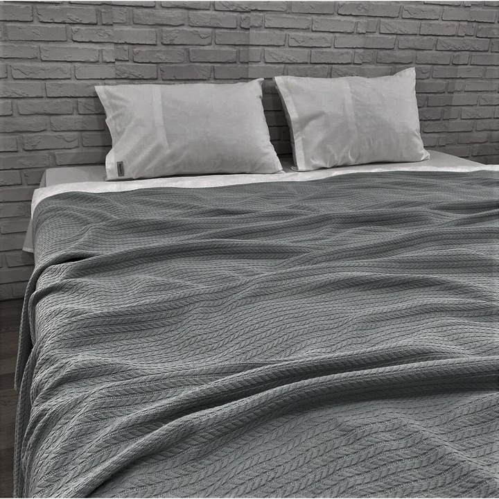 Одеяло Kotonia Home - Пике, 220x240 см, 100% памук, тъмно сиво