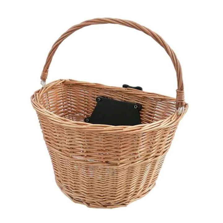 Cos din ratan pentru bicicleta, PROCART, detasabil, mecanism tip CLICK, 21x34x41cm, natur