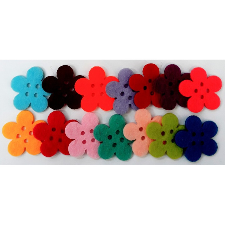 Filcfigura gombok, virág 14db/cs, kb.2,5cm 27477