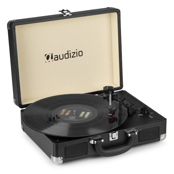 Грамофон с дизайн на куфарче, AUX, черен, Audizio RP114BK