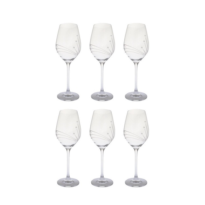 Borospohár - Swarovski dísszel - 360 ml - 6 db