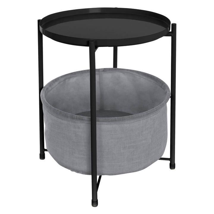Помощна маса с място за съхранение ML-Design, черна, метална, 45,5x52,5 см, вечен дизайн