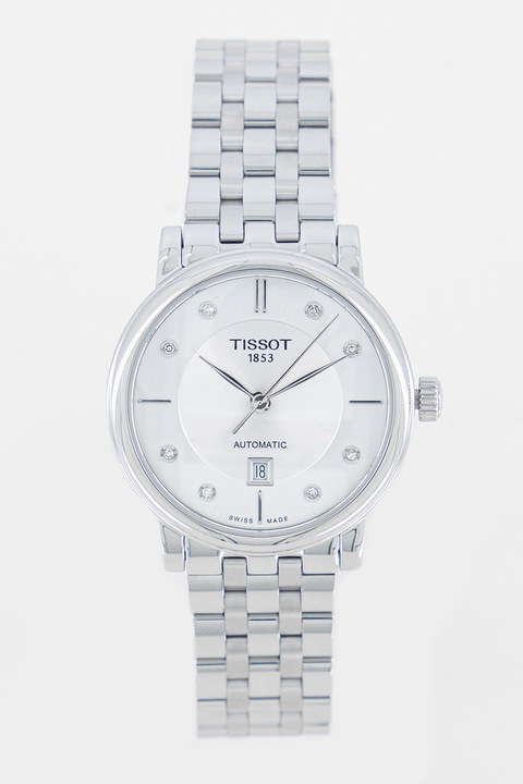 Tissot, Ceas automatic din otel inoxidabil decorat cu 8 diamante, Argintiu