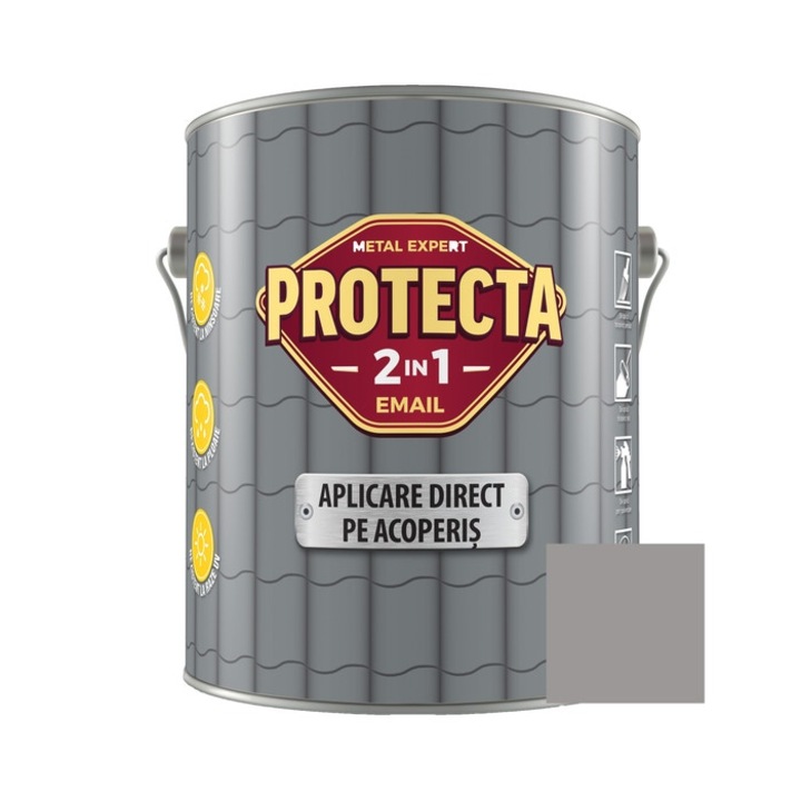 Алкидна боя Protecta 2 в 1, директно нанасяне върху покрива, сива, 4л