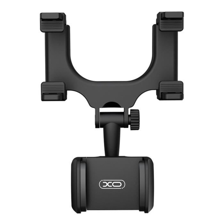 Suport Auto XO-C70, Prindere pe Oglinda, Ajustabil si Rotativ, Universal, Cleme de fixare, Negru
