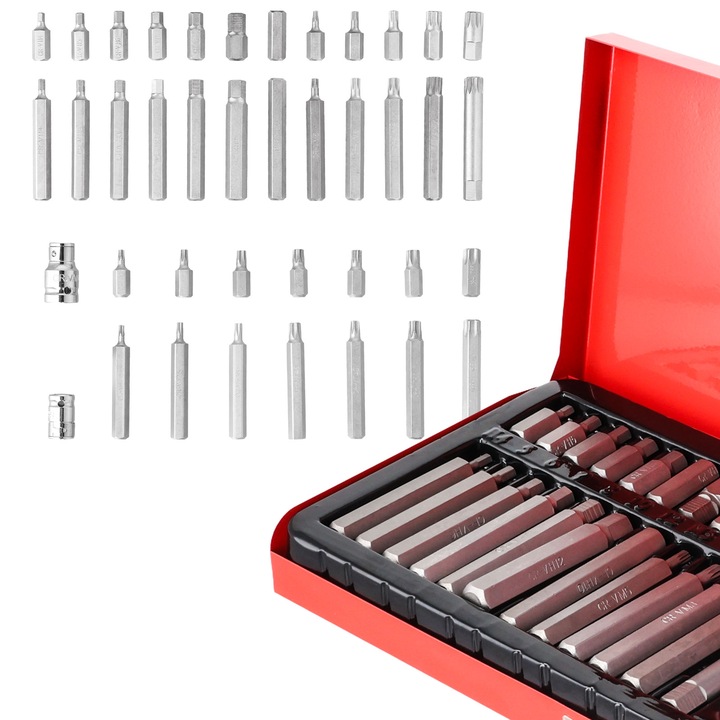 Set 40 Piese Capete Biti Hex, Torx, Canelati, Otel Aliat