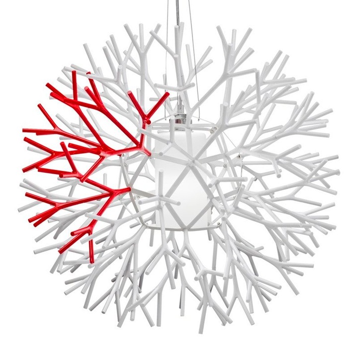 Lampa suspendata Coral Reef, Step into Design, 50cm, alb-rosu, 52,5-202,5cm