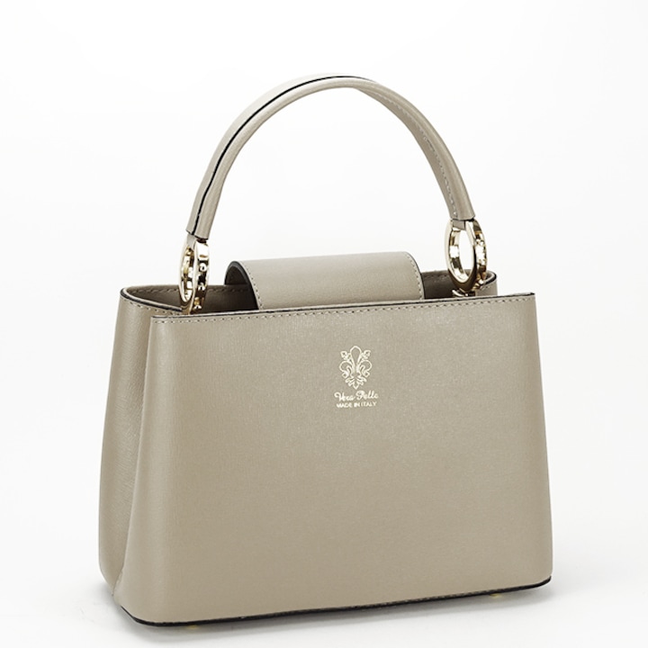 Geanta din piele naturala cu maner B-8950 132, Gri deschis Gri deschis