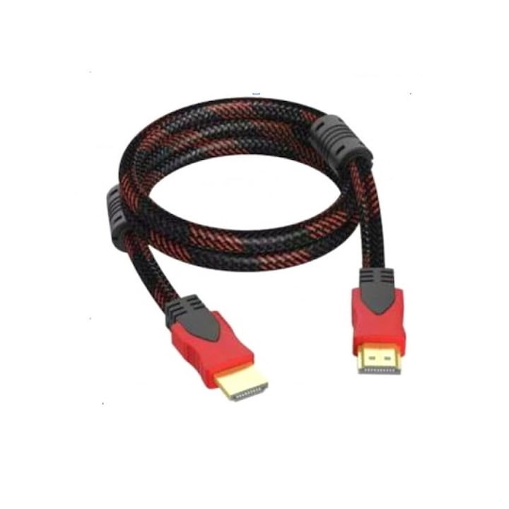 Cablu HDMI to HDMI, Full HD, lungime 1.5 metri, panzat, Negru