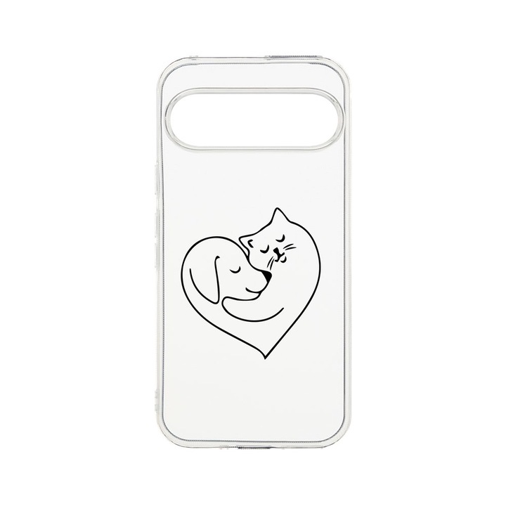 BestCase® Husa Clear Silicon 2MM, Compatibila Cu Google Pixel 9, Dog And Cat Love, Antisoc, Protectie Camera, T 739