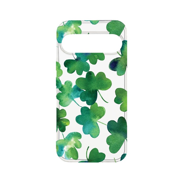 BestCase® Husa Clear Silicon 2MM, Compatibila Cu Google Pixel 9 Pro, Green leaf, Antisoc, Protectie Camera, T 697