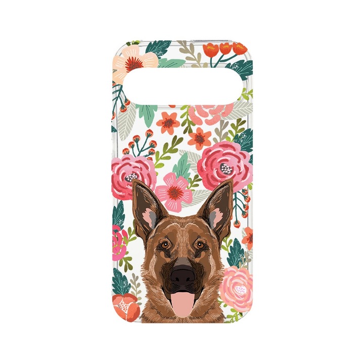 BestCase® Husa Clear Silicon 2MM, Compatibila Cu Google Pixel 9, Dog and Flowers, Antisoc, Protectie Camera, T 636