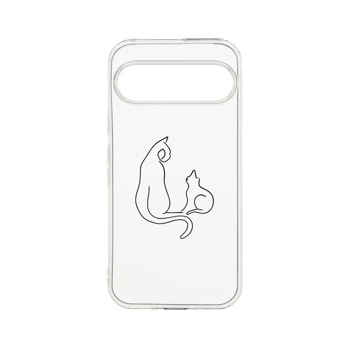 BestCase® Husa Clear Silicon 2MM, Compatibila Cu Google Pixel 9, Abstract Cat, Antisoc, Protectie Camera, T 738